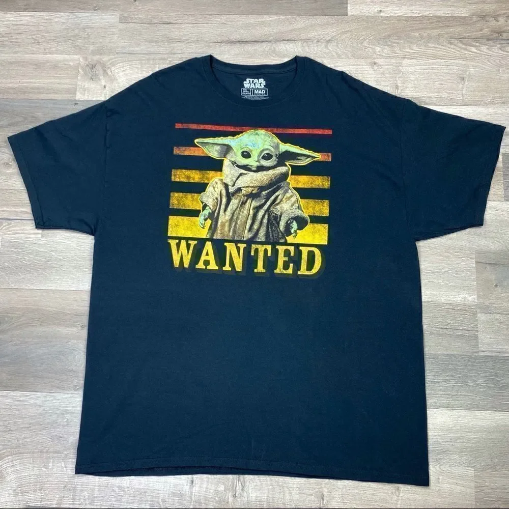 Star Wars Mad Engine Baby Yoda‎ Wanted Graphic T-shirt Mens Size 2X Black